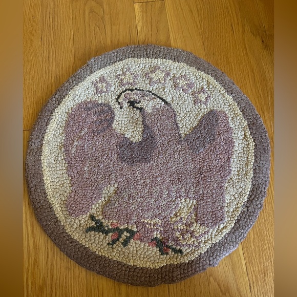 Looped Rug Vintage Accents | Antique Round Hooked Looped Rug American Eagle Cottagecore 14 ...